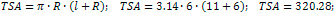total surface area of a cone is 320.28 cm²