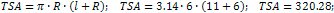 total surface area of a cone is 320.28 cm²