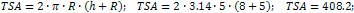 total surface area of the cylinder is 408.2 cm²