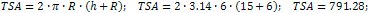 total surface area of the cylinder is 791.28 cm²