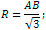 formula for the radius R of a circle inscribed around an equilateral triangle