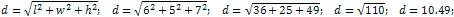 the length of the diagonal of the parallelepiped is 10.49 cm
