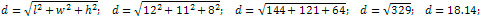 the length of the diagonal of the parallelepiped is 18.14 cm