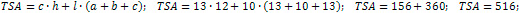 the area of a triangular prism is 516 cm²