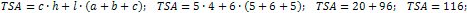 the area of a triangular prism is 116 cm²