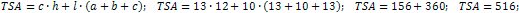 the area of a triangular prism is 516 cm²