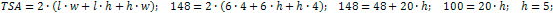 the height of the parallelepiped is 5 cm
