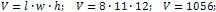 the volume of a rectangular parallelepiped is 1056 cm³
