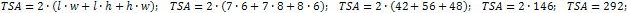 the surface area of a rectangular parallelepiped is 292 cm²