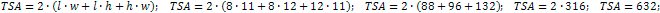 the surface area of a rectangular parallelepiped is 632 cm²