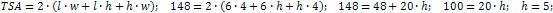 the height of the parallelepiped is 5 cm