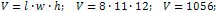 the volume of a rectangular parallelepiped is 1056 cm³
