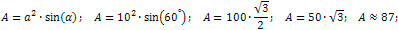 area of a rhombus is 87 cm²