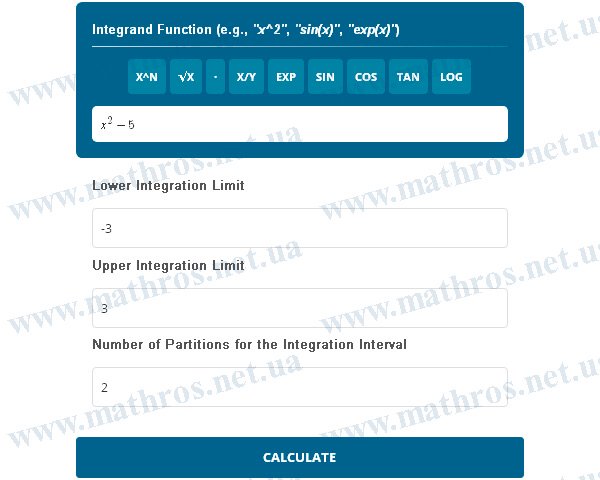 Online calculator window