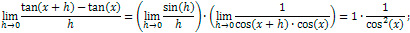 Derivative of tangent formula proof