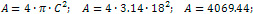 Area of a circle is 4069.44 cm²
