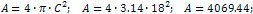 Area of a circle is 4069.44 cm²
