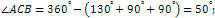 ∠ACB=50°