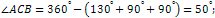 ∠ACB=50°