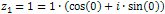 z1 = 1 = 1 * (cos(0) + i * sin(0))