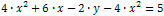4*x^2+6*x-2*y-4*x^2=5
