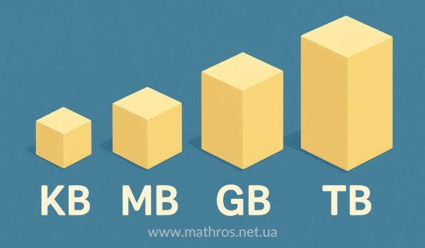 зростання обсягів інформації від кілобайта до терабайта